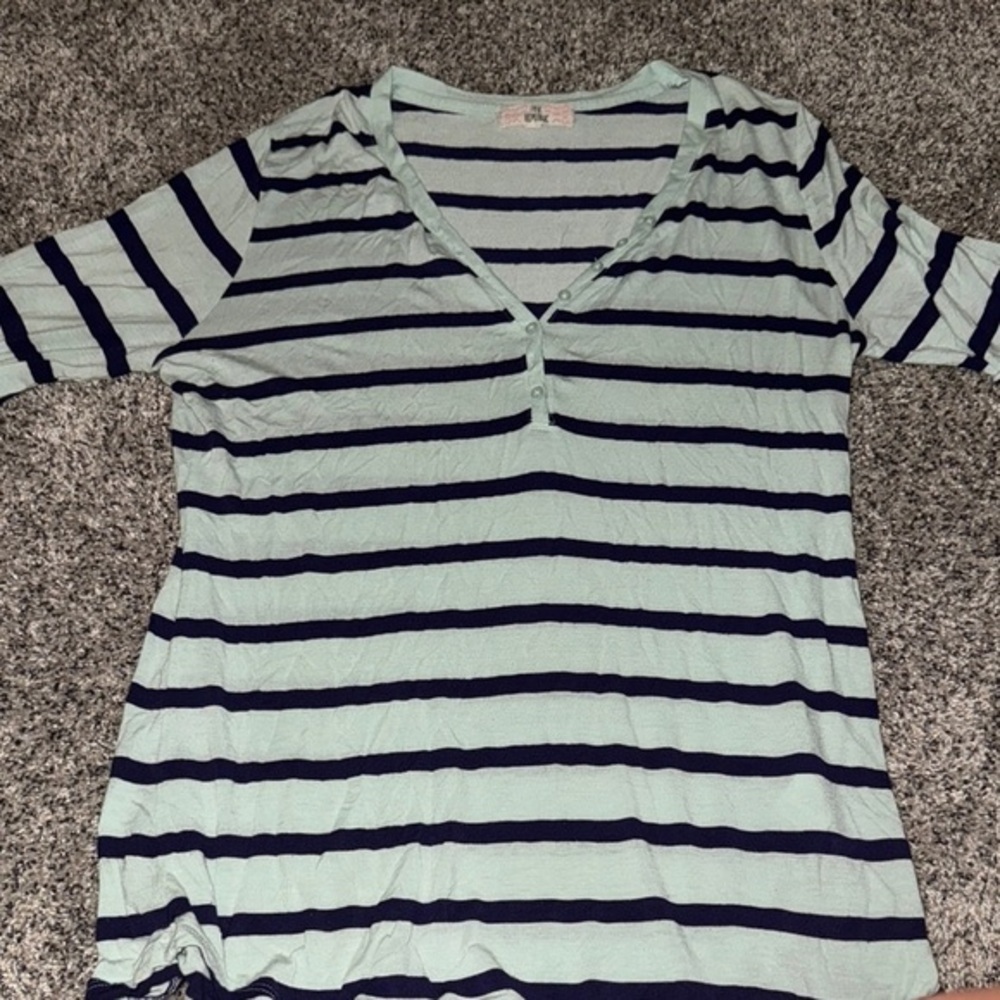 Pink Republic Blue and White Long Sleeve Fitted Tee​